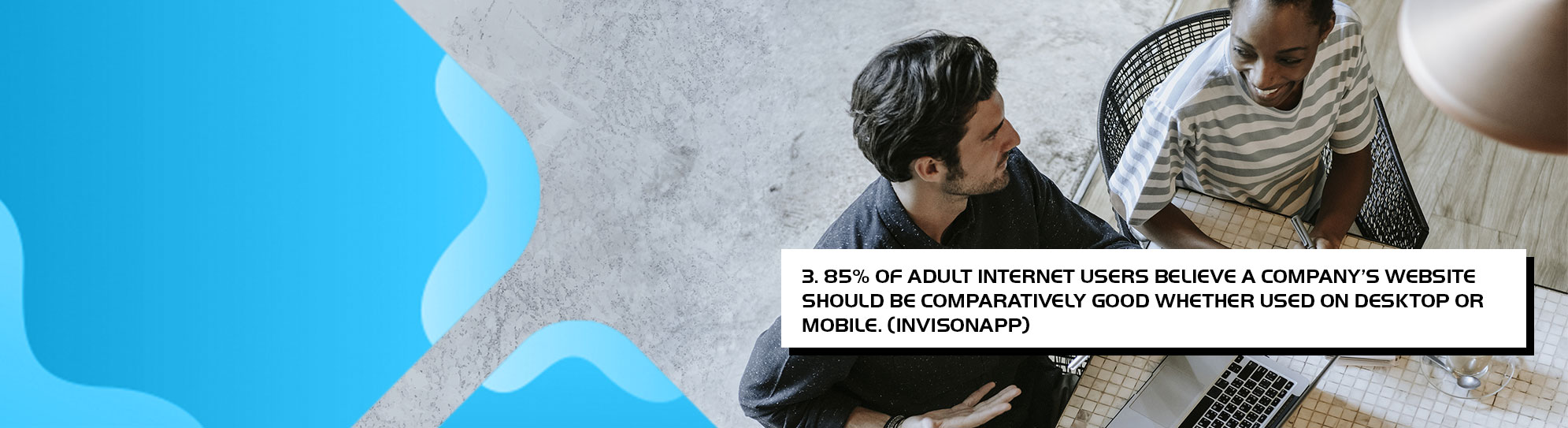 85 percent of adult internet users believe a companys website should be comparatively good whether used on desktop or mobile