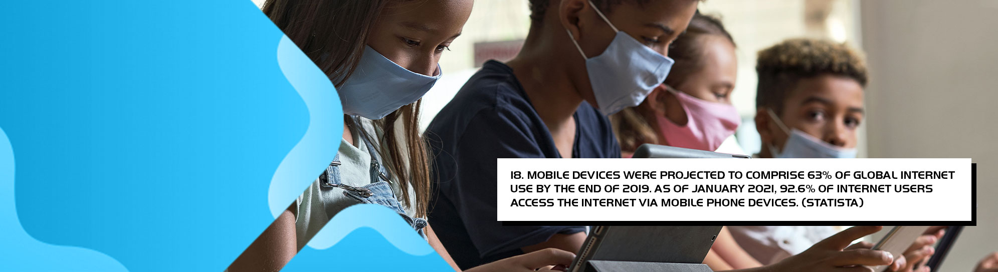 Mobile devices were projected to comprise 63 percent of global internet use by the end of 2019. As of January 2021, 92.6 percent of internet users access the internet via mobile phone devices