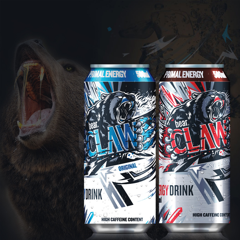bear.CLAW energy drink brand imagery