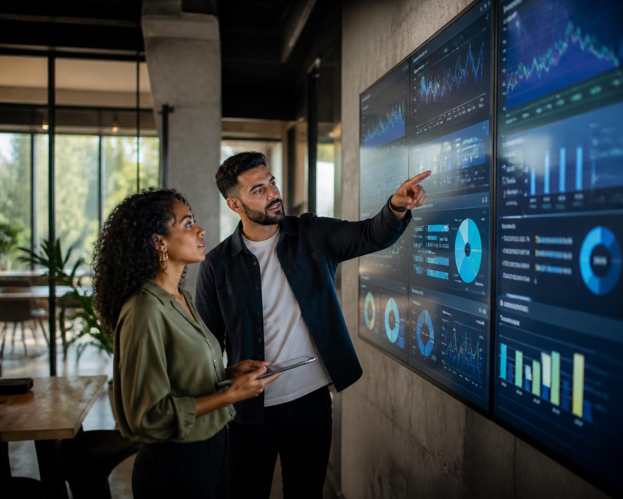 Pitch strategists reviewing live campaign performance dashboards