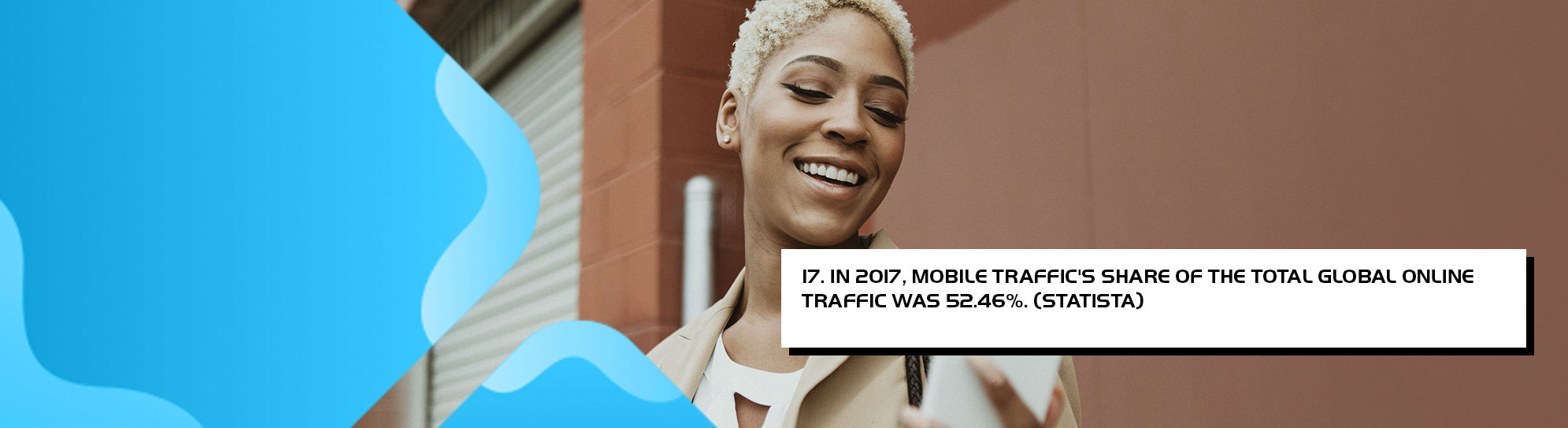 In 2017, mobile traffics share of the total global online traffic was 52.46 percent